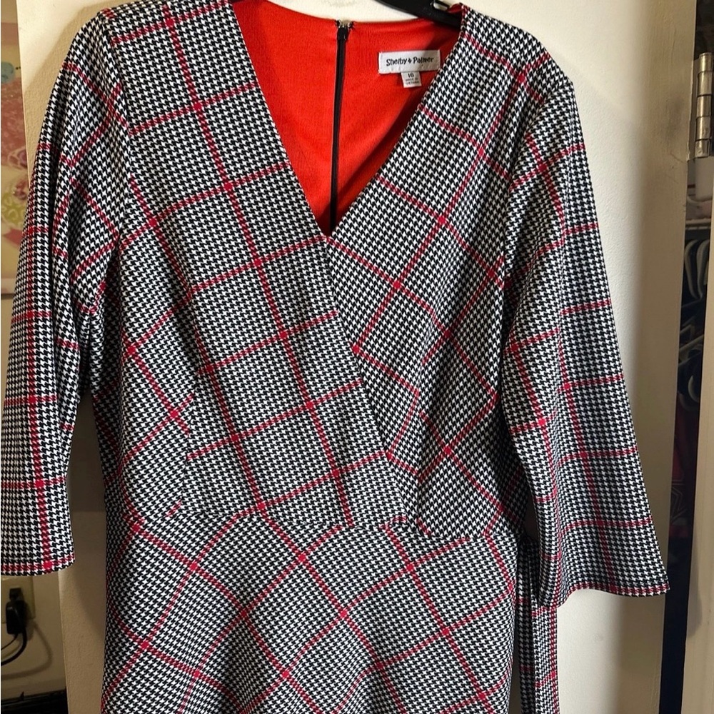 Shelby & Palmer Black and Red Plaid Long Sleeve Dress